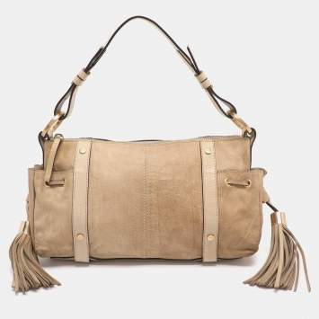 Pre Owned Givenchy Beige Leather Tassel Shoulder Bag
