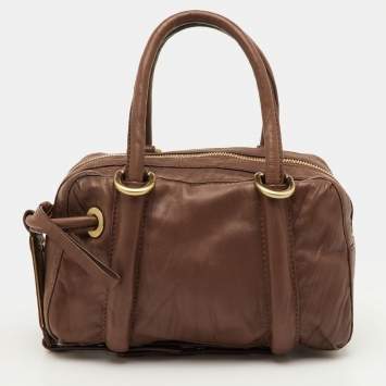 مملوكة مسبقًا Givenchy Small Brown Leather Lucrezia Zip Boston Bag