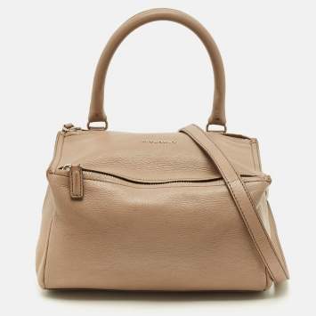 Pre Owned Givenchy Pandora Box Medium Beige Leather Crossbody Bag