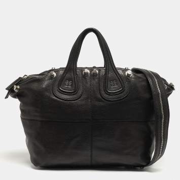 Pre Owned Givenchy Nightingale Embellished Medium Black Leather Bag