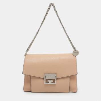 Pre Owned Givenchy GV3 Small Peach Leather Shoulder Bag