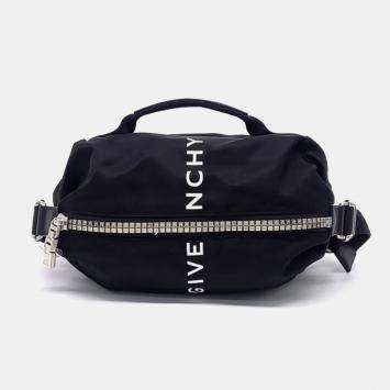 Pre Owned Givenchy Black Nylon G Zipper Trek Belt Bag