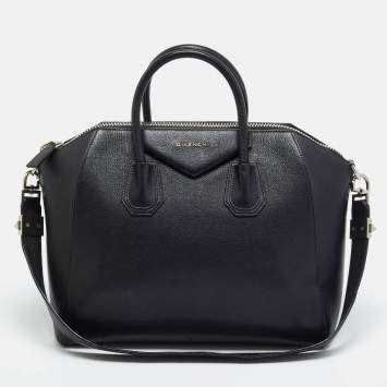 Pre Owned Givenchy Antigona Medium Black Leather Satchel