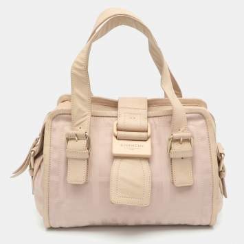 Pre Owned Givenchy Pink Leather and 4G Monogram Nylon Satchel
