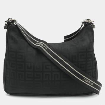 Pre Owned Givenchy Black 4G Monogram Nylon Hobo