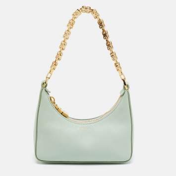 Pre Owned Givenchy Moon Cutout Light Green Leather Demi Bag