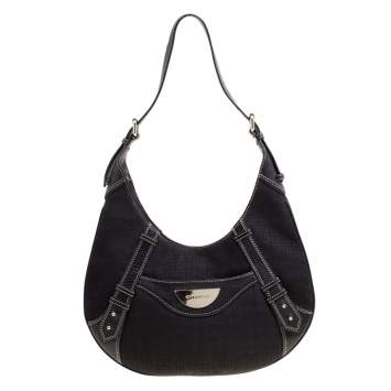 Pre Owned Givenchy Black Signature Canvas and Leather Hobo 