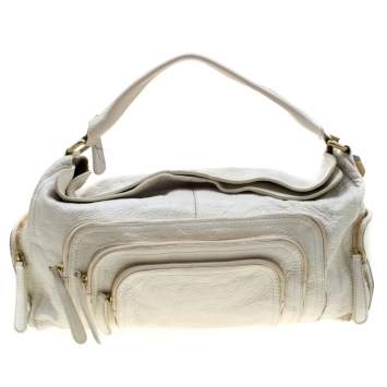 Pre Owned Givenchy White Leather Multiple Zip Shoulder Bag