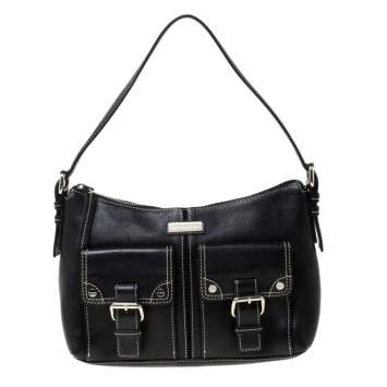 Pre Owned Givenchy Black Leather Twin Pocket Shoulder Bag