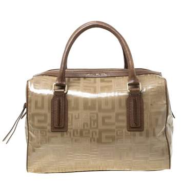 Pre Owned Givenchy Brown Coated Canvas and Leather Satchel
