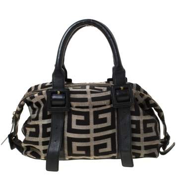 Pre Owned Givenchy Black Monogram Canvas and Leather Buckle Shoulder Bag