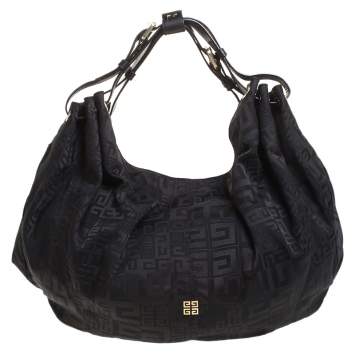 Pre Owned Givenchy Black Monogram Canvas Double Handle Hobo