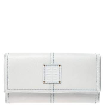 Pre Owned Givenchy White Leather Continental Wallet