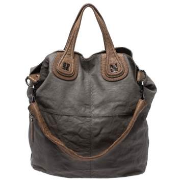 Pre Owned Givenchy Grey Leather Nightingale Shopper Toe Bag