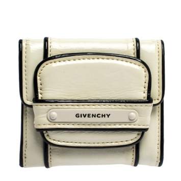 Pre Owned Givenchy White Patent Leather Compact  Wallet