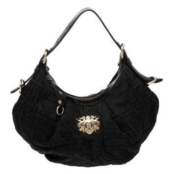 Pre Owned Givenchy Black Monogram Canvas and Leather Hobo 