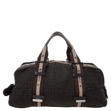Pre Owned Givenchy Dark Brown Monogram Nylon and Leather Satchel