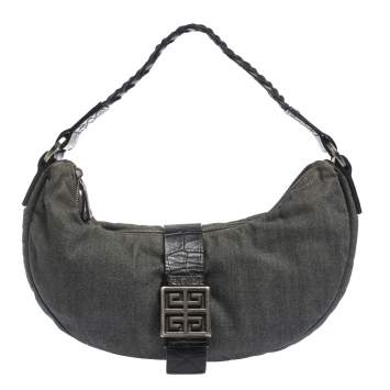 مملوكة مسبقًا Givenchy Grey/Black Denim and Leather Hobo