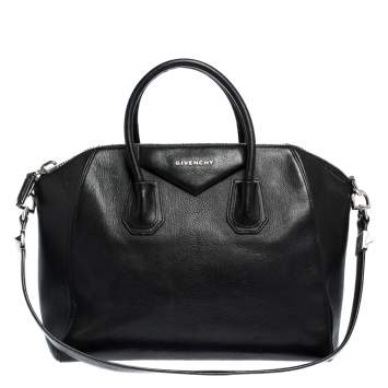 Pre Owned Givenchy Black Leather Medium Antigona Satchel