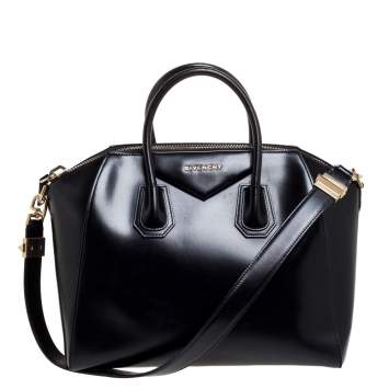 Pre Owned Givenchy Black Leather Medium Antigona Satchel