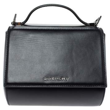 Pre Owned Givenchy Black Leather Mini Pandora Box Crossbody Bag