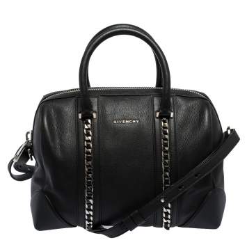 Pre Owned Givenchy Black Leather Medium Chain Lucrezia Duffel Bag