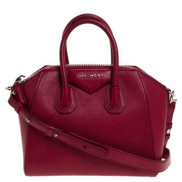 Pre Owned Givenchy Fuchsia Leather Mini Antigona Satchel