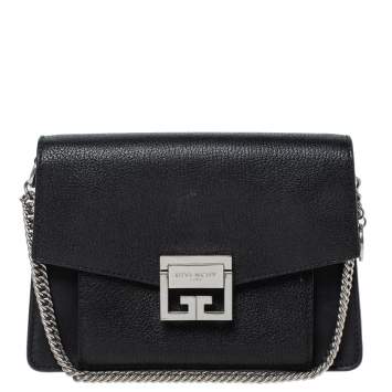 Pre Owned Givenchy Black Leather GV3 Shoulder Bag