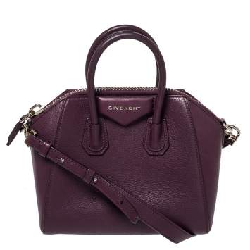 Pre Owned Givenchy Plum Leather Mini Antigona Satchel