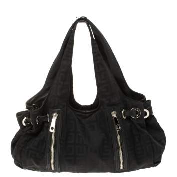 Pre Owned Givenchy Black Signature Nylon Double Zip Shoulder Bag