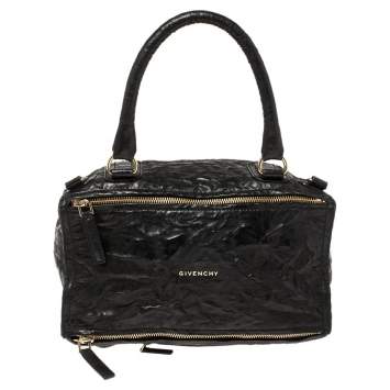Pre Owned Givenchy Black Crinkled Leather Large Pandora Bag