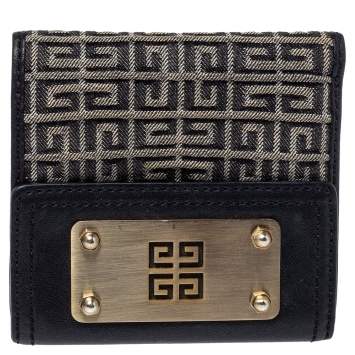 Pre Owned Givenchy Grey/Black Monogram Canvas and Leather Wallet