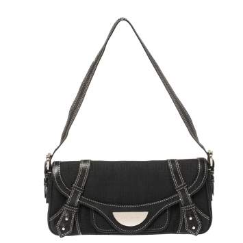 مملوكة مسبقًا Givenchy Black Denim and Leather Small Shoulder Bag