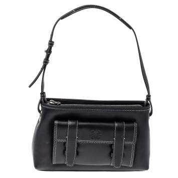 Pre Owned Givenchy Black Leather Front Pocket Shoulder Bag