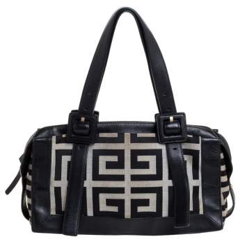 مملوكة مسبقًا Givenchy Black/Grey Monogram Canvas and Leather Satchel