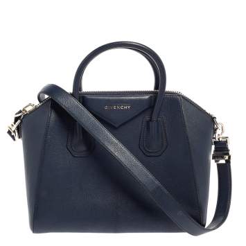 Pre Owned Givenchy Blue Leather Small Antigona Satchel