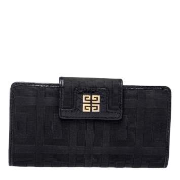 Pre Owned Givenchy Black Canvas and Leather Wallet