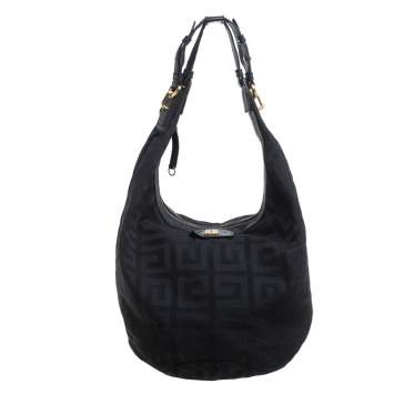 Pre Owned Givenchy Black Monogram Canvas and Leather Hobo