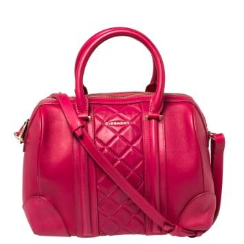 Pre Owned Givenchy Magenta Quilted Leather Lucrezia Bowler Bag