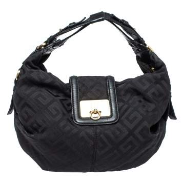 Pre Owned Givenchy Black Monogram Canvas And Leather Hobo