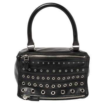 Pre Owned Givenchy Black Leather Pandora Grommet Shoulder Bag