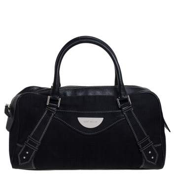 Pre Owned Givenchy Black Monogram Canvas and Leather Zip Satchel 