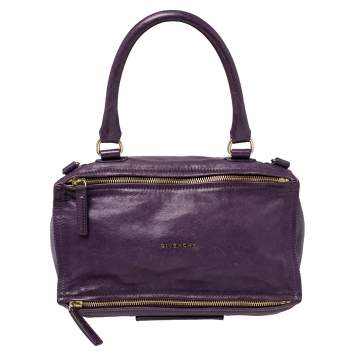 Pre Owned Givenchy Purple Leather Large Pandora Shoulder Bag
