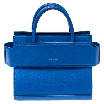 Pre Owned Givenchy Blue Leather Mini Horizon Crossbody Bag