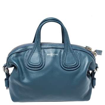 Pre Owned Givenchy Teal Blue Leather Mini Nightingale Bag