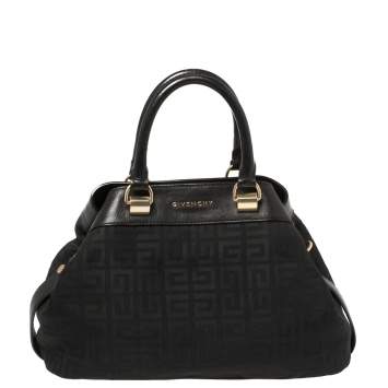 Pre Owned Givenchy Black Monogram Canvas And Leather Tote