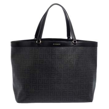 Pre Owned Givenchy Black Monogram Coated Canvas and Leather Shopper Tote