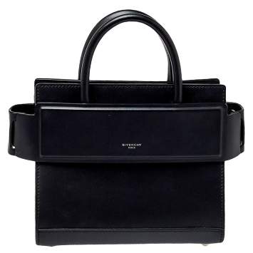 Pre Owned Givenchy Black Leather Mini Horizon Crossbody Bag