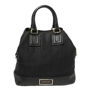Pre Owned Givenchy Black Monogram Canvas and Leather Hobo