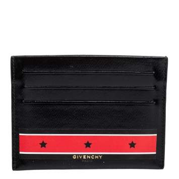 Pre Owned Givenchy Black Patent Leather Stars And Stripes Print Cardholder